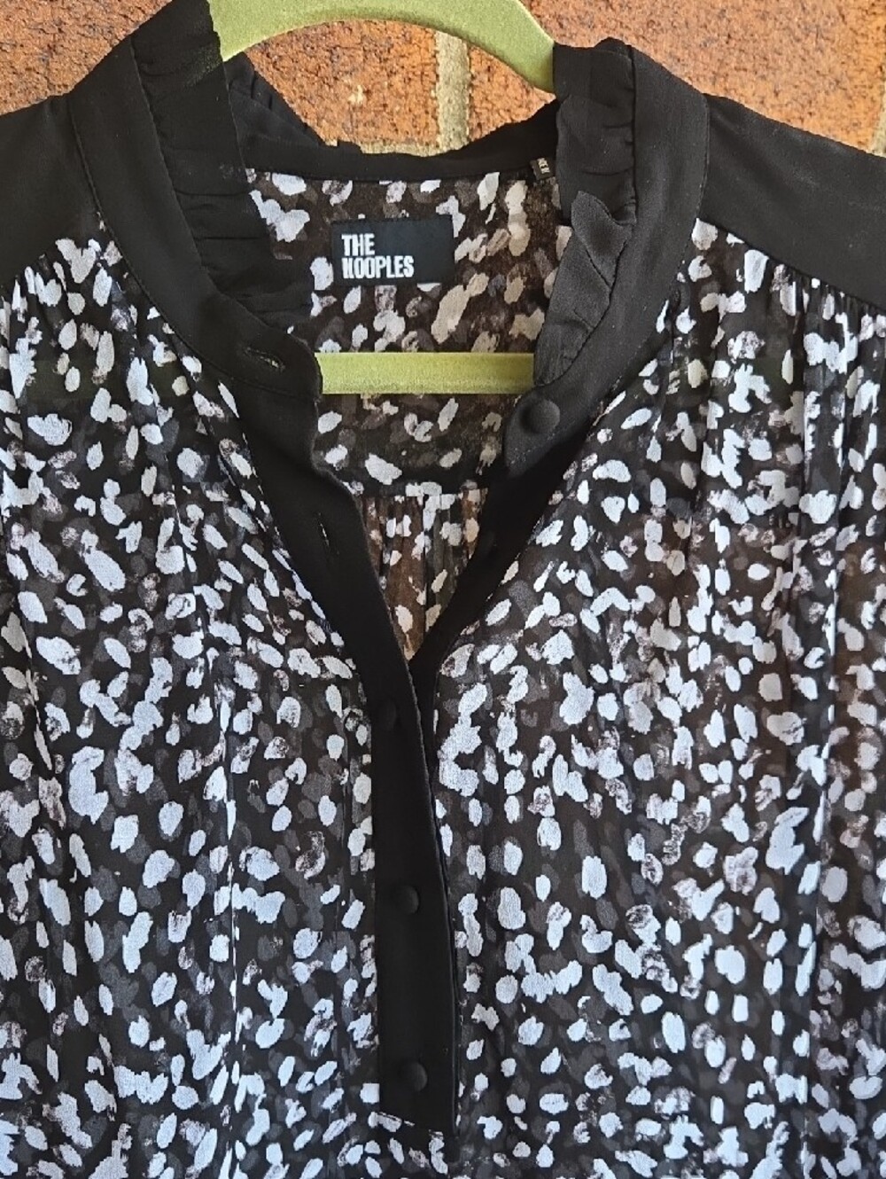 The Kooples Black and White Printed Long Sleeve Blouse - Picture 4 of 9
